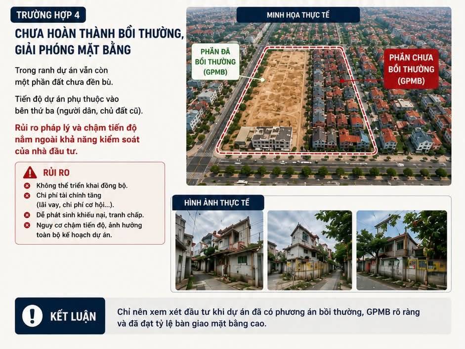 Minh họa trường hợp dự án chưa hoàn thành bồi thường và giải phóng mặt bằng